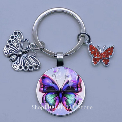 Naujas drugelio rašto raktų pakabukas Spalvingas deimantinis drugelis pakabukas raktų pakabukas stiklinis kabošonas moteriškas madingas automobilio krepšio raktų pakabukas