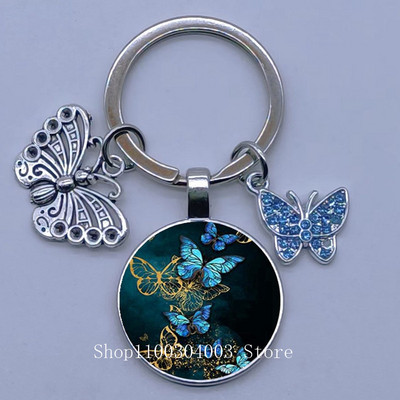 Naujas drugelio rašto raktų pakabukas Spalvingas deimantinis drugelis pakabukas raktų pakabukas stiklinis kabošonas moteriškas madingas automobilio krepšio raktų pakabukas