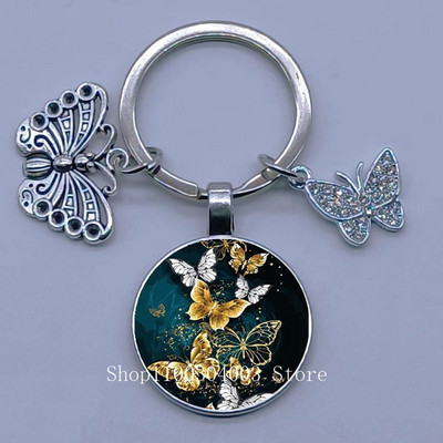 Naujas drugelio rašto raktų pakabukas Spalvingas deimantinis drugelis pakabukas raktų pakabukas stiklinis kabošonas moteriškas madingas automobilio krepšio raktų pakabukas