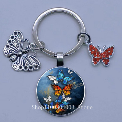 Naujas drugelio rašto raktų pakabukas Spalvingas deimantinis drugelis pakabukas raktų pakabukas stiklinis kabošonas moteriškas madingas automobilio krepšio raktų pakabukas