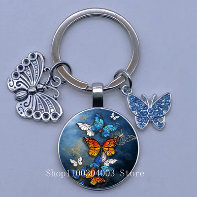 Naujas drugelio rašto raktų pakabukas Spalvingas deimantinis drugelis pakabukas raktų pakabukas stiklinis kabošonas moteriškas madingas automobilio krepšio raktų pakabukas