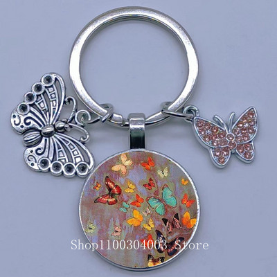 Naujas drugelio rašto raktų pakabukas Spalvingas deimantinis drugelis pakabukas raktų pakabukas stiklinis kabošonas moteriškas madingas automobilio krepšio raktų pakabukas