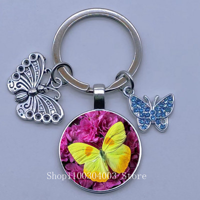 Naujas drugelio rašto raktų pakabukas Spalvingas deimantinis drugelis pakabukas raktų pakabukas stiklinis kabošonas moteriškas madingas automobilio krepšio raktų pakabukas