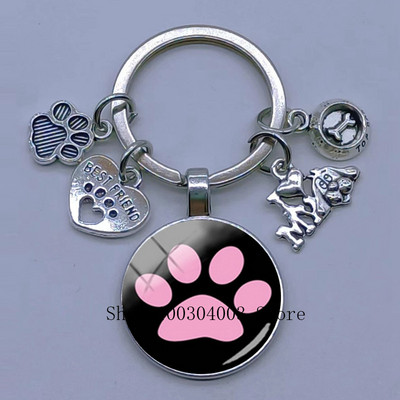 Νέο χαριτωμένο ζωάκι με μπρελόκ με στάμπα με μπρελόκ Cat Dog I Love Γυάλινο μενταγιόν Μίνι μπρελόκ καρδιάς μπρελόκ αυτοκινήτου ανδρικά κορίτσια Αγαπημένο δώρο αναμνηστικά