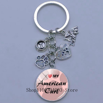 Νέο χαριτωμένο ζωάκι με μπρελόκ με στάμπα με μπρελόκ Cat Dog I Love Γυάλινο μενταγιόν Μίνι μπρελόκ καρδιάς μπρελόκ αυτοκινήτου ανδρικά κορίτσια Αγαπημένο δώρο αναμνηστικά