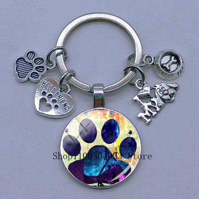 Νέο χαριτωμένο ζωάκι με μπρελόκ με στάμπα με μπρελόκ Cat Dog I Love Γυάλινο μενταγιόν Μίνι μπρελόκ καρδιάς μπρελόκ αυτοκινήτου ανδρικά κορίτσια Αγαπημένο δώρο αναμνηστικά