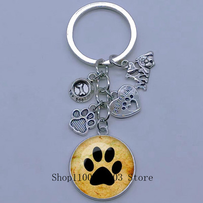 Νέο χαριτωμένο ζωάκι με μπρελόκ με στάμπα με μπρελόκ Cat Dog I Love Γυάλινο μενταγιόν Μίνι μπρελόκ καρδιάς μπρελόκ αυτοκινήτου ανδρικά κορίτσια Αγαπημένο δώρο αναμνηστικά