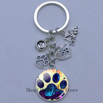 Νέο χαριτωμένο ζωάκι με μπρελόκ με στάμπα με μπρελόκ Cat Dog I Love Γυάλινο μενταγιόν Μίνι μπρελόκ καρδιάς μπρελόκ αυτοκινήτου ανδρικά κορίτσια Αγαπημένο δώρο αναμνηστικά