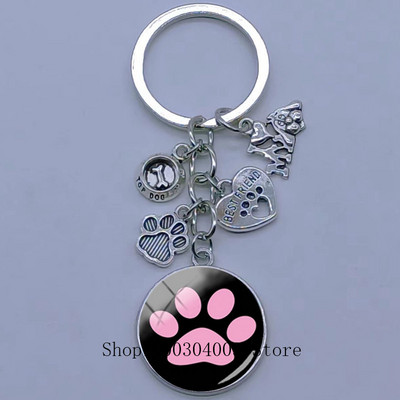 Νέο χαριτωμένο ζωάκι με μπρελόκ με στάμπα με μπρελόκ Cat Dog I Love Γυάλινο μενταγιόν Μίνι μπρελόκ καρδιάς μπρελόκ αυτοκινήτου ανδρικά κορίτσια Αγαπημένο δώρο αναμνηστικά