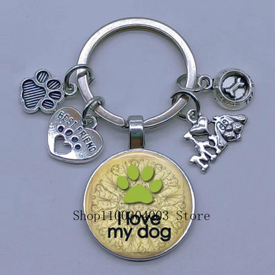 Νέο χαριτωμένο ζωάκι με μπρελόκ με στάμπα με μπρελόκ Cat Dog I Love Γυάλινο μενταγιόν Μίνι μπρελόκ καρδιάς μπρελόκ αυτοκινήτου ανδρικά κορίτσια Αγαπημένο δώρο αναμνηστικά