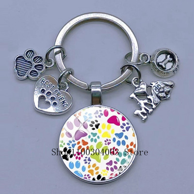 Νέο χαριτωμένο ζωάκι με μπρελόκ με στάμπα με μπρελόκ Cat Dog I Love Γυάλινο μενταγιόν Μίνι μπρελόκ καρδιάς μπρελόκ αυτοκινήτου ανδρικά κορίτσια Αγαπημένο δώρο αναμνηστικά