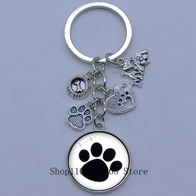 Νέο χαριτωμένο ζωάκι με μπρελόκ με στάμπα με μπρελόκ Cat Dog I Love Γυάλινο μενταγιόν Μίνι μπρελόκ καρδιάς μπρελόκ αυτοκινήτου ανδρικά κορίτσια Αγαπημένο δώρο αναμνηστικά