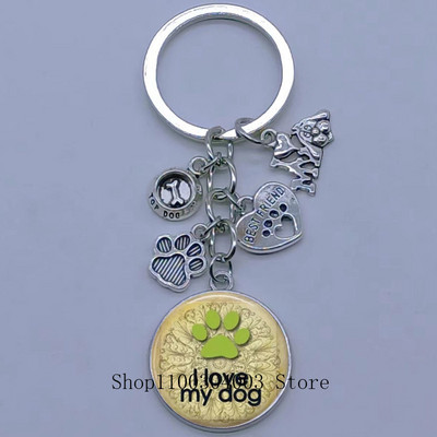 Νέο χαριτωμένο ζωάκι με μπρελόκ με στάμπα με μπρελόκ Cat Dog I Love Γυάλινο μενταγιόν Μίνι μπρελόκ καρδιάς μπρελόκ αυτοκινήτου ανδρικά κορίτσια Αγαπημένο δώρο αναμνηστικά