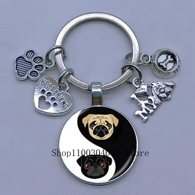 Νέο χαριτωμένο ζωάκι με μπρελόκ με στάμπα με μπρελόκ Cat Dog I Love Γυάλινο μενταγιόν Μίνι μπρελόκ καρδιάς μπρελόκ αυτοκινήτου ανδρικά κορίτσια Αγαπημένο δώρο αναμνηστικά