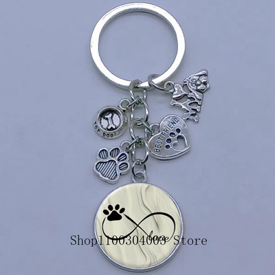 Νέο χαριτωμένο ζωάκι με μπρελόκ με στάμπα με μπρελόκ Cat Dog I Love Γυάλινο μενταγιόν Μίνι μπρελόκ καρδιάς μπρελόκ αυτοκινήτου ανδρικά κορίτσια Αγαπημένο δώρο αναμνηστικά