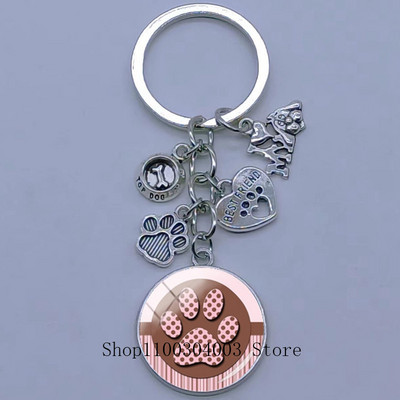 Νέο χαριτωμένο ζωάκι με μπρελόκ με στάμπα με μπρελόκ Cat Dog I Love Γυάλινο μενταγιόν Μίνι μπρελόκ καρδιάς μπρελόκ αυτοκινήτου ανδρικά κορίτσια Αγαπημένο δώρο αναμνηστικά