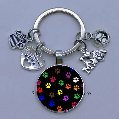 Νέο χαριτωμένο ζωάκι με μπρελόκ με στάμπα με μπρελόκ Cat Dog I Love Γυάλινο μενταγιόν Μίνι μπρελόκ καρδιάς μπρελόκ αυτοκινήτου ανδρικά κορίτσια Αγαπημένο δώρο αναμνηστικά