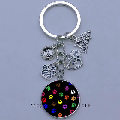 Νέο χαριτωμένο ζωάκι με μπρελόκ με στάμπα με μπρελόκ Cat Dog I Love Γυάλινο μενταγιόν Μίνι μπρελόκ καρδιάς μπρελόκ αυτοκινήτου ανδρικά κορίτσια Αγαπημένο δώρο αναμνηστικά