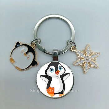 Νέο σμάλτο κινουμένων σχεδίων πιγκουίνος σκι χειμώνα χαριτωμένο μπρελόκ χαριτωμένος πιγκουίνος μπρελόκ νιφάδα χιονιού χειροποίητο χειροποίητο κόσμημα δώρο