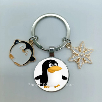 Νέο σμάλτο κινουμένων σχεδίων πιγκουίνος σκι χειμώνα χαριτωμένο μπρελόκ χαριτωμένος πιγκουίνος μπρελόκ νιφάδα χιονιού χειροποίητο χειροποίητο κόσμημα δώρο