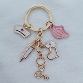 Naujas gydytojo raktų pakabukas, medicininis įrankis, raktų pakabukas, švirkštas, stetoskopas, slaugytojo dangtelis, raktų pakabukas Medico dovanų, rankų darbo papuošalai.