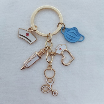 Νέο Doctor Keychain Ιατρικό εργαλείο μπρελόκ Σύριγγα έγχυσης Στηθοσκόπιο Νοσοκόμας Καπάκι Μπρελόκ Medico Δώρο DIY Κοσμήματα Χειροποίητα