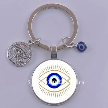 Hot Sale Blue Turkey Evil Eye Creative Μπρελόκ Φυλαχτό Evil Nazar Eye Charm Μπρελόκ Glass Dome Statement Κοσμήματα