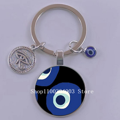 Kuum müük Blue Turkey Evil Eye Creative võtmehoidja hoidja Amulett Evil Nazar Eye Charm võtmehoidja klaaskuppel Statement ehted