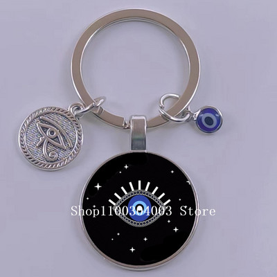Kuum müük Blue Turkey Evil Eye Creative võtmehoidja hoidja Amulett Evil Nazar Eye Charm võtmehoidja klaaskuppel Statement ehted