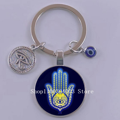 Kuum müük Blue Turkey Evil Eye Creative võtmehoidja hoidja Amulett Evil Nazar Eye Charm võtmehoidja klaaskuppel Statement ehted