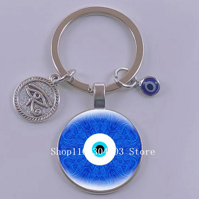 Kuum müük Blue Turkey Evil Eye Creative võtmehoidja hoidja Amulett Evil Nazar Eye Charm võtmehoidja klaaskuppel Statement ehted