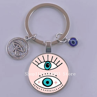 Kuum müük Blue Turkey Evil Eye Creative võtmehoidja hoidja Amulett Evil Nazar Eye Charm võtmehoidja klaaskuppel Statement ehted