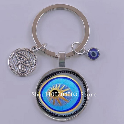 Kuum müük Blue Turkey Evil Eye Creative võtmehoidja hoidja Amulett Evil Nazar Eye Charm võtmehoidja klaaskuppel Statement ehted