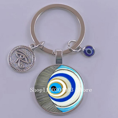 Kuum müük Blue Turkey Evil Eye Creative võtmehoidja hoidja Amulett Evil Nazar Eye Charm võtmehoidja klaaskuppel Statement ehted