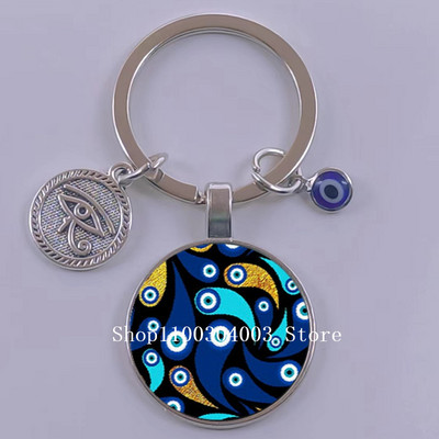 Kuum müük Blue Turkey Evil Eye Creative võtmehoidja hoidja Amulett Evil Nazar Eye Charm võtmehoidja klaaskuppel Statement ehted