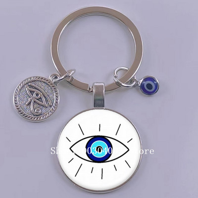 Kuum müük Blue Turkey Evil Eye Creative võtmehoidja hoidja Amulett Evil Nazar Eye Charm võtmehoidja klaaskuppel Statement ehted