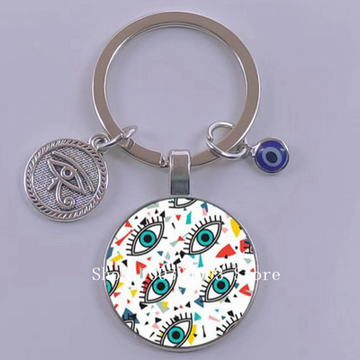 Kuum müük Blue Turkey Evil Eye Creative võtmehoidja hoidja Amulett Evil Nazar Eye Charm võtmehoidja klaaskuppel Statement ehted