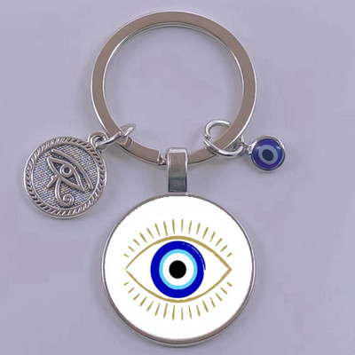 Kuum müük Blue Turkey Evil Eye Creative võtmehoidja hoidja Amulett Evil Nazar Eye Charm võtmehoidja klaaskuppel Statement ehted