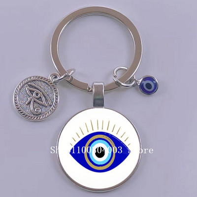 Kuum müük Blue Turkey Evil Eye Creative võtmehoidja hoidja Amulett Evil Nazar Eye Charm võtmehoidja klaaskuppel Statement ehted