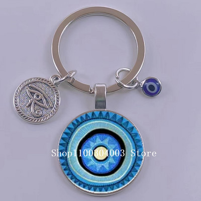 Kuum müük Blue Turkey Evil Eye Creative võtmehoidja hoidja Amulett Evil Nazar Eye Charm võtmehoidja klaaskuppel Statement ehted