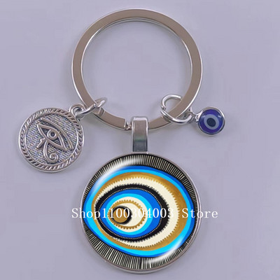 Kuum müük Blue Turkey Evil Eye Creative võtmehoidja hoidja Amulett Evil Nazar Eye Charm võtmehoidja klaaskuppel Statement ehted
