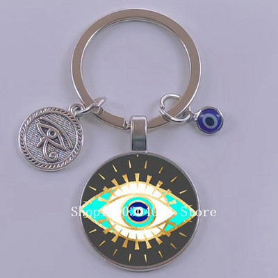 Kuum müük Blue Turkey Evil Eye Creative võtmehoidja hoidja Amulett Evil Nazar Eye Charm võtmehoidja klaaskuppel Statement ehted