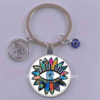 Kuum müük Blue Turkey Evil Eye Creative võtmehoidja hoidja Amulett Evil Nazar Eye Charm võtmehoidja klaaskuppel Statement ehted