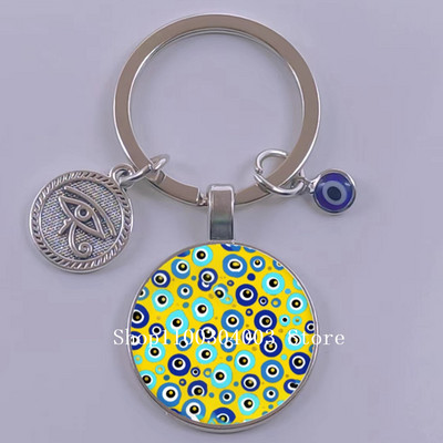 Kuum müük Blue Turkey Evil Eye Creative võtmehoidja hoidja Amulett Evil Nazar Eye Charm võtmehoidja klaaskuppel Statement ehted