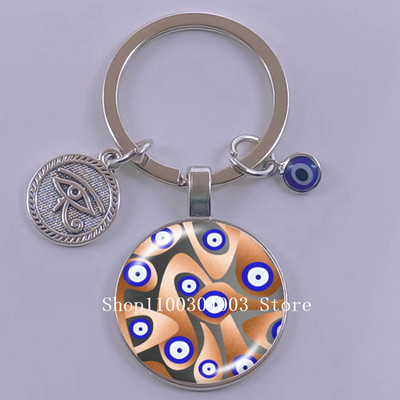 Kuum müük Blue Turkey Evil Eye Creative võtmehoidja hoidja Amulett Evil Nazar Eye Charm võtmehoidja klaaskuppel Statement ehted