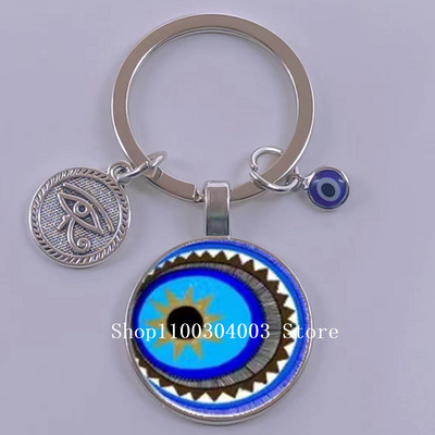Kuum müük Blue Turkey Evil Eye Creative võtmehoidja hoidja Amulett Evil Nazar Eye Charm võtmehoidja klaaskuppel Statement ehted