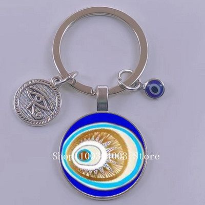Kuum müük Blue Turkey Evil Eye Creative võtmehoidja hoidja Amulett Evil Nazar Eye Charm võtmehoidja klaaskuppel Statement ehted