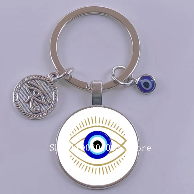 Kuum müük Blue Turkey Evil Eye Creative võtmehoidja hoidja Amulett Evil Nazar Eye Charm võtmehoidja klaaskuppel Statement ehted