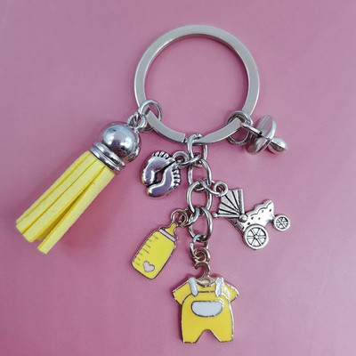 Armas emailiga beebivõtmehoidja lutipudel beebiriided beebilutt võtmehoidja beebiriiete võtmehoidja lapsevanema kingitus DIY käsitsi valmistatud ehted