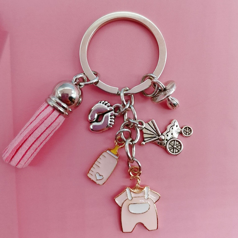 Armas emailiga beebivõtmehoidja lutipudel beebiriided beebilutt võtmehoidja beebiriiete võtmehoidja lapsevanema kingitus DIY käsitsi valmistatud ehted